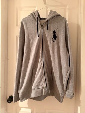 Ralph Lauren Light Gray Zip-Up Hoodie